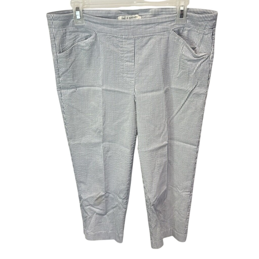 Zac & Rachel Gray White Striped‎ Stretch Elastic Waist Trousers Women's Size 12